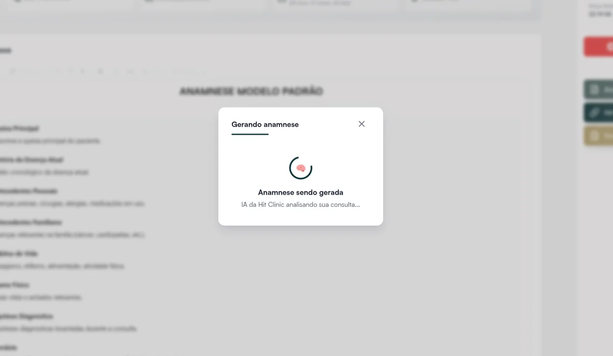 Transcrição IA — Resultado gerado pela IA — Hit Clinic
